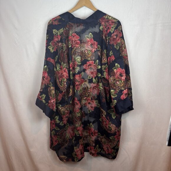 Gold Tag Victoria's Secret Women's Open Front Floral sheer rose‎ Kimono One Size - Picture 8 of 13